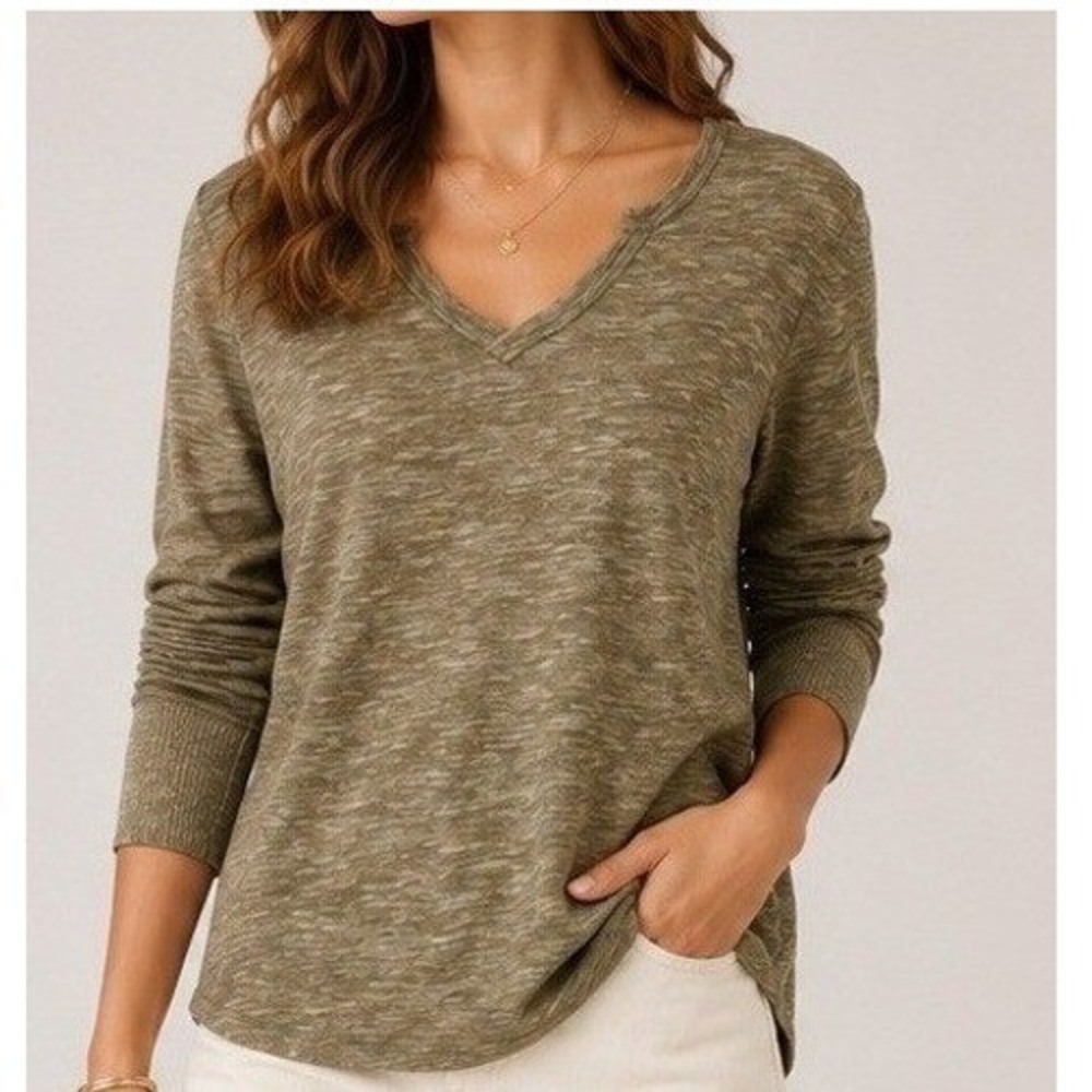 prAna Women's "Blythe" Pullover Sweater Top Size‎ S Stone Beige Knit Ribbed Cuff